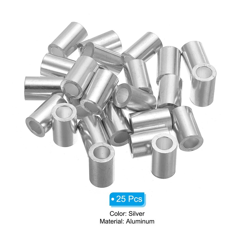 sourcing map 5/16" 8mm Aluminum Crimping Loop Sleeve Single Round