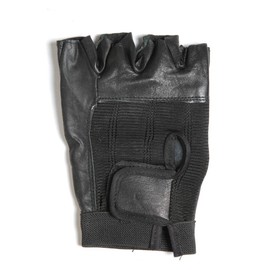 The Bikers Zone Leather and Spandex Fingerless Biking Gloves, Padded Palms weightlifting Gloves (Black, 2X)