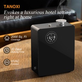 HVAC Waterless Diffuser - Smart Scent Air Machine for Home & Commercial Use, Covers 3000 sq. ft., HVAC or Portable Large Room Waterless Diffusers, Touch & Bluetooth Control, Metal, Black