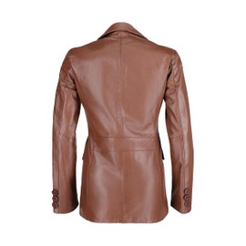 TLC Fashion Genuine Soft Womens Leather Blazer, Classic 2-Button Design, Casual Suit Style Real Lambskin Leather Jacket