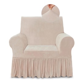 NICEEC Armchair Cover Super Soft 1-Piece Red Armchair Slipcover Stretch Universal Spandex Couch Covers for Living Room Easy Fit Washable Furniture Sofa Protector with Skirt