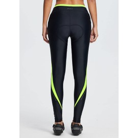 baleaf Women's Bike Pants 4D Padded Cycling Tights High Waisted Bicycle Clothes Pockets Biking Apparel UPF 50+ Black/Green M