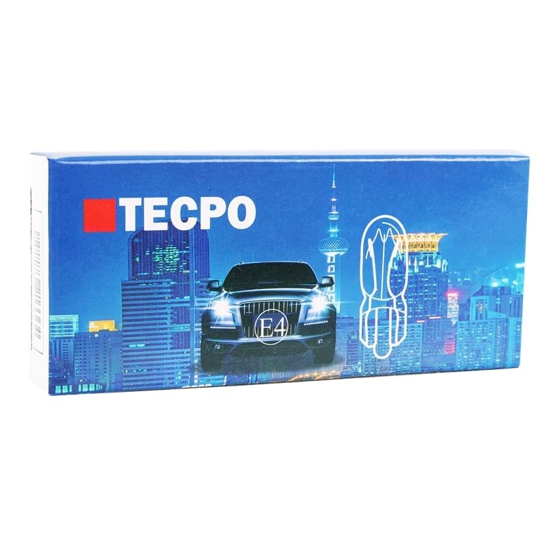 TECPO 10x W1.2W 12V T5 W2x4.6d Glass Base Lamp Speedometer
