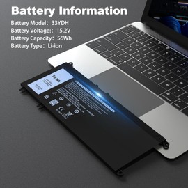 Gihebac 56WH 33YDH Laptop Battery for Dell Inspiron 17 7000 7577 7773 7778 7779 7786 G3 3579 3779 G5 5587 G7 7588 Latitude 13 3380 14 3490 15 3580 3590 PVHT1 P30E 81PF3 081PF3