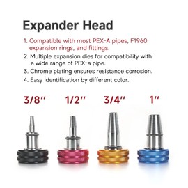 ZUVER PEX Tube Expansion Tool Kit - Manual Expander with 4 Heads - Meets ASTM F1960 Standard - Includes 3/8”, 1/2”, 3/4”, 1” Expansion Heads and Tube Cutting Tool