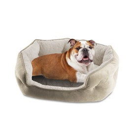 Arlee Cozy Oval Round Cuddler Pet Dog Bed - Memory Foam - Chew Resistant - Assembled USA, Medium/Large, Sand