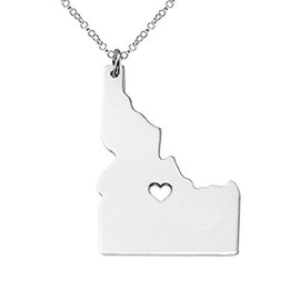 Meiligo 18K Gold Silver Country Map Charm Pendant Idaho State Map Necklace Jewelry (Silver)