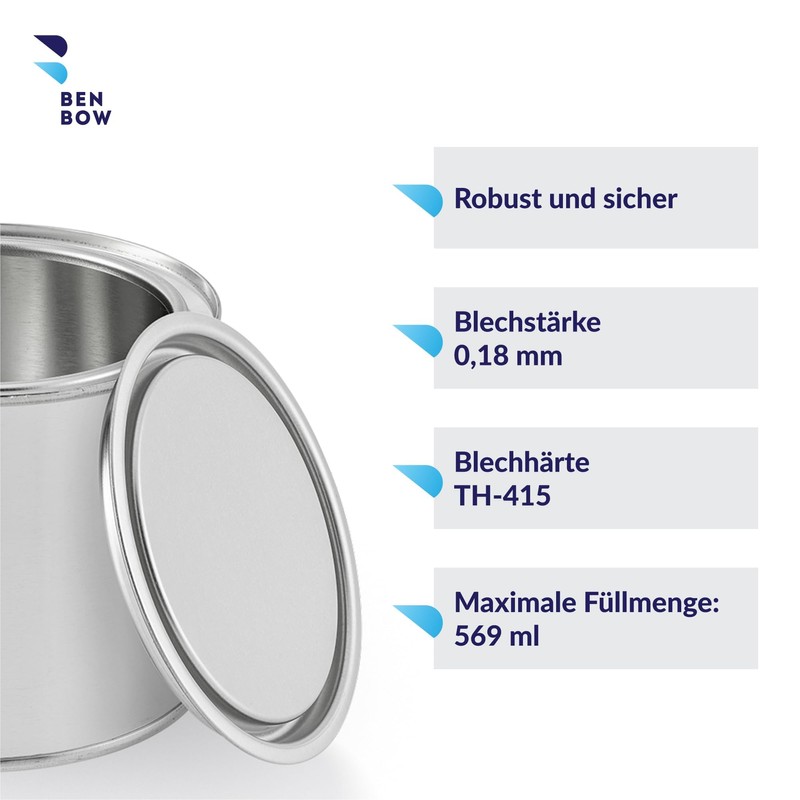 BenBow Tinplate Box 4 x 500 ml with Push In