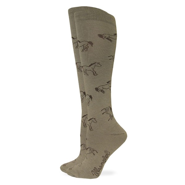 Wrangler Ladies Horse Boot Socks 1 Pair, Taupe, W 7.5-9.5