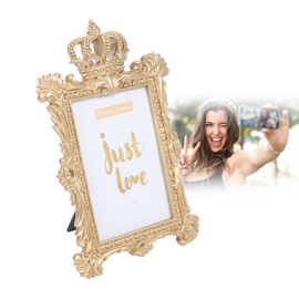 Gold Crown Photo Frame 7 Inch Resin Photo Frame Luxury Style Baroque Picture Frame Home Decor Gift,with Practical Hook,For Portrait or Landscape Photos