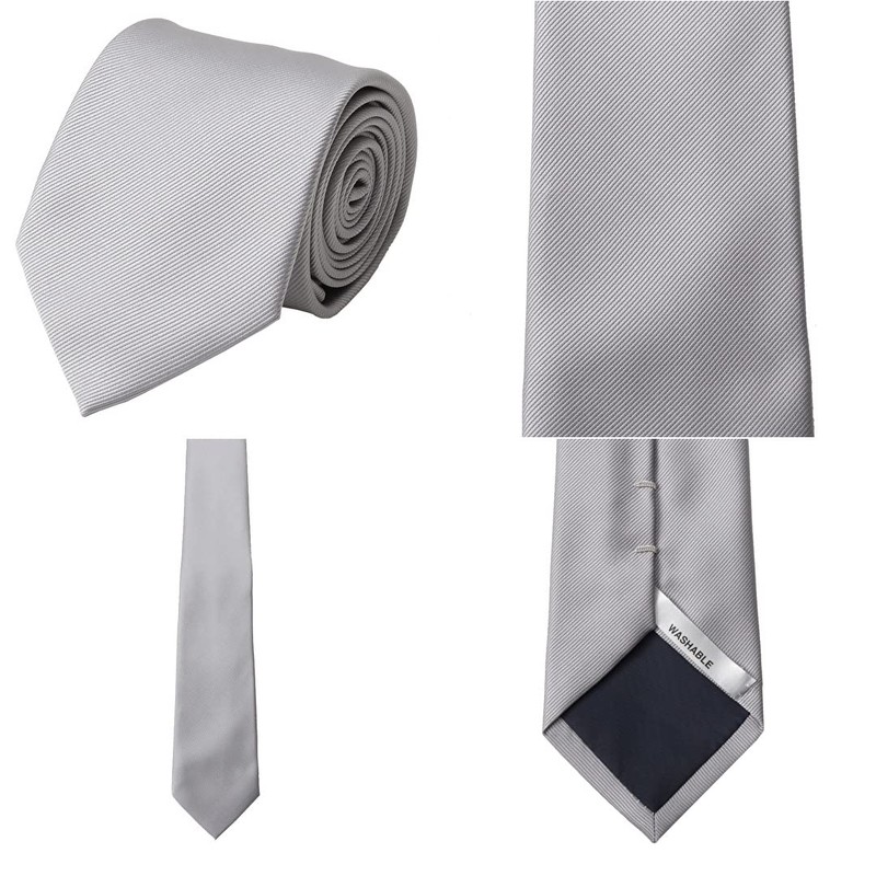 Konaka AM-FOMAL-1 Necktie, Washable Necktie, Silver/Black Set, One Size Fits