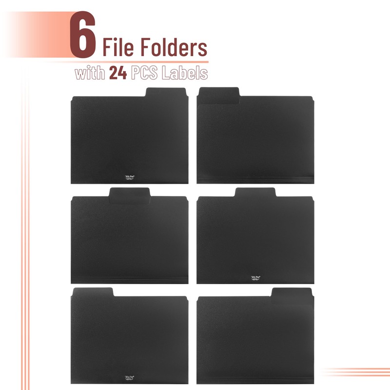 Mr. Pen- Black Plastic File Folders Letter Size, 6 Pack,
