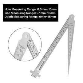 Stainless Steel Welding Taper Disparity Gauge Depth Ruler Hole Inspection Tool, Small Size and Easy to Carry, Two Measurement Systems of Mm and Inch, Meet Your Different Need