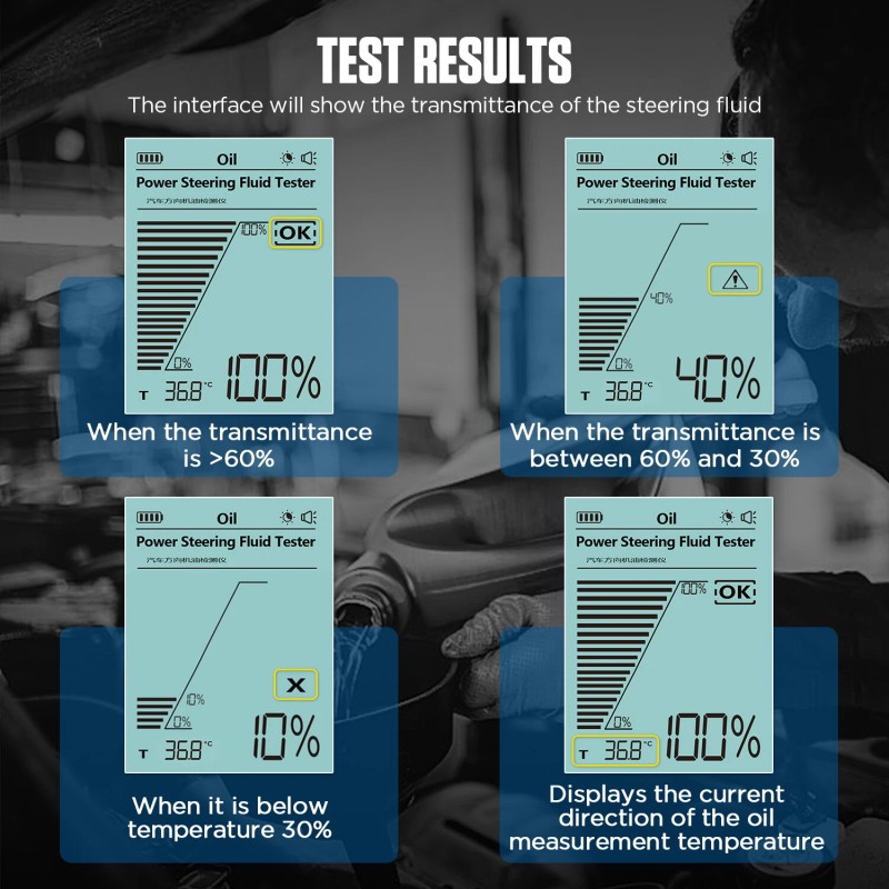 AUTOOL Power Steering Fluid Tester Detector Power Steering Oil Temp
