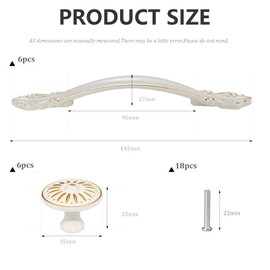 GZLCEU 12 Furniture Handles, Aluminum Alloy Cabinet Handle Vintage with Screws and Screwdriver for Kitchen Bedroom Bar Drawers (White, 2 Styles)