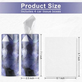 SINGARO Car Tissue Holder, 4 Pack Car Cup Holder Facial Tissues with Travel Tissue Bag, Quick and Convenient Flower Combination Box(4 Canisters/200 Tissues) Purple