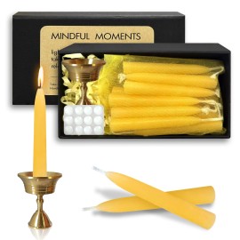 20 Min Beeswax Meditation Candles, Includes Mini Candle Holder & 1pcs Wax Dots, Yoga Prayer Mindfulness & Relaxation, 30 Packcolor: Yellow, size: 2.5inch