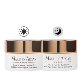 Dúo Hidratante Facial Marie d'Argan, Crema Oro Día + Crema Oro Noche, Oro 24K, Reafirmante, Antiedad, Todo Tipo del Piel
