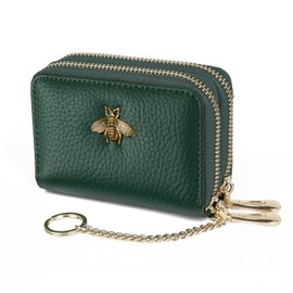 imeetu RFID Credit Card Holder, Small Leather Zipper Card Case Wallet for Women (Max,Green)