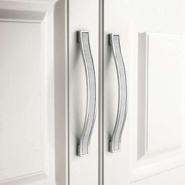 JACMKEON 10 Pcs Crystal Cabinet Door Handles Rhinestone Drawer Knobs Zine-Alloy Furniture Door Pull Handle for Dresser Cabinet Cupboard Kitchen Knobs 160MM, Silver