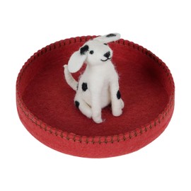 SOFFEE DESIGN Felt Dog Tray, Multi-Use Organizer for Jewelry/Watches/Keys, Non-Slip Bathroom Counter & Entryway Decor, Puppy Bowl Desktop Pet Lover Gift