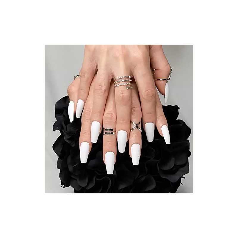 Hypnaughty Uñas Press On Hypnaughty 24 Piezas Blanco Mate Con