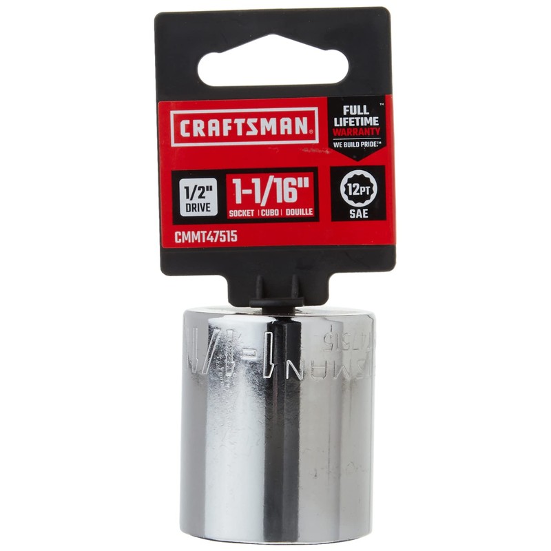 CRAFTSMAN Shallow Socket, SAE, 1/2-Inch Drive, 1-1/16-Inch, 12-Point (CMMT47515)