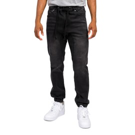 VICTORIOUS Men's Drop Crotch Joggers Denim Jean Pants JG803 - Black - Small