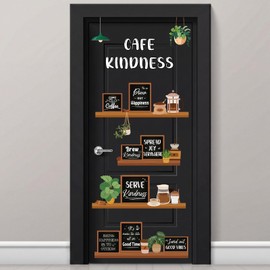 Containlol Inspirational Coffee Bulletin Board Decorations Cafe Kindness Greenery Classroom Door Decorations Motivational Book Shelf Positive Paper Cutouts for Back to School Chalkboard Wall Office