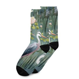 senya Women's Crew Socks Heron Bird Swamp Flower Soft Funny Athletic Socks