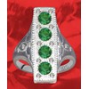 Ring Green Real Silver 925 Zirconia Crystals White Art Deco