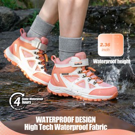 R CORD Kids Hiking Boots Outdoor Ankle Hiking Boots Boys Girls Trekking Walking Boots with Hook and Loop Hiking Boots for Outdoor Peach 13 Little kid