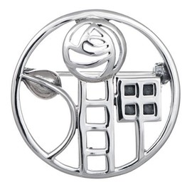 Sterling Silver Rennie Mackintosh brooch - SIZE: 29mm 6gms. Gift boxed Premium quality round silver brooch 9104/HN