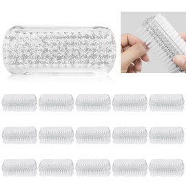 TOATELU Pack of 15 Double-Sided Hand Brush: Plastic Nail Brush, Hand Wash Brush with Hard Bristles, Fingernail Brush for Bathroom, Toilet, Sink, Workshop (Transparent Colour, 8.5 x 3.5 x 1.5 cm)