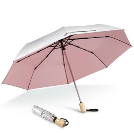 G4Free UPF 50+ UV Protection Travel Sun Umbrella Compact 43 Inch Small UV Blocking SPF Umbrella Auto Open Close (Pink)