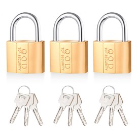 Padlock 38 mm, Pack of 3 Padlock Small with 9 Keys Brass Padlock with Key for Locker Gym Lockers Suitcase