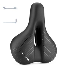 ROCKBROS Comfort Bike Seat Men Women Memory Foam Padded Wide Bike Saddle Waterproof Comfortable Bicycle Seat Cushion with Dual Shock Absorbing Universal Fit for Indoor/Outdoor Stationary Bikes