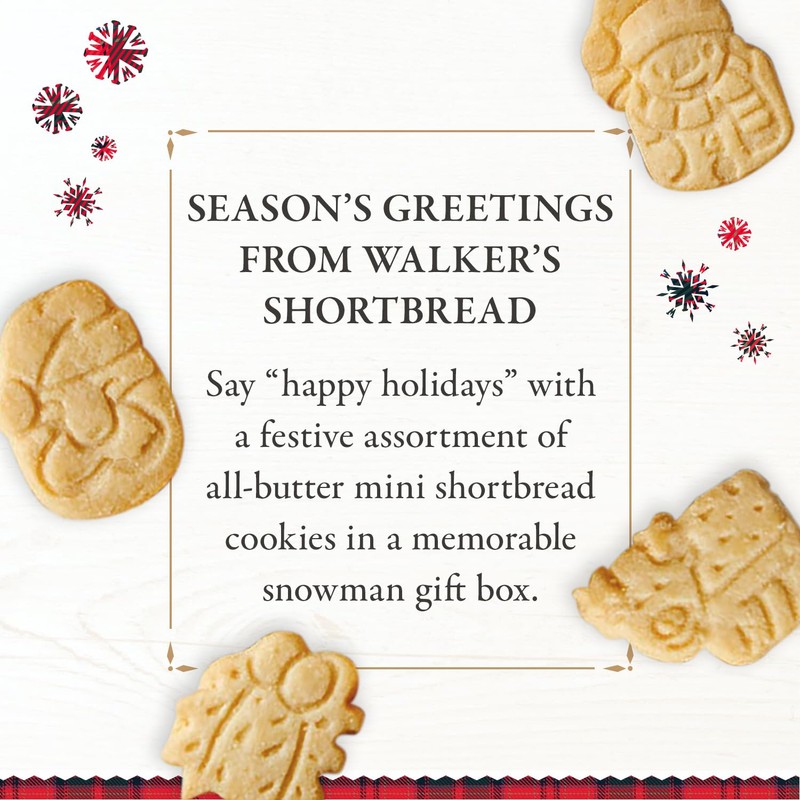 Walker’s Assorted Mini Shortbread Cookies in Festive Shapes- Snowman Shortbread