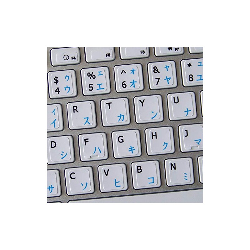 MAC ENGLISH-JAPANESE KATAKANA KEYBOARD STICKERS ON WHITE BACKGROUND