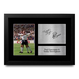HWC Trading FR A4 Paul Gascoigne & Teddy Sheringham England Gifts Printed Signed Autograph Picture for Football Fans and Supporters - A4 Framed