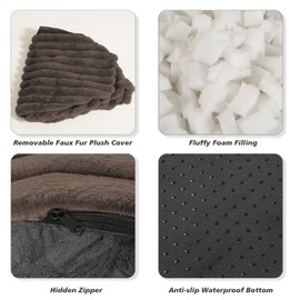 Pouf Ottoman Stuffed Round for Foot Rest, Faux Fur Poufs with Foam Chunk Filling, Storage Ottoman Pouf Foot Stool Cushion, 20 X 15 Inch Floor Chair for Living Room Bedroom Home Decor, Brown