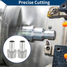 X AUTOHAUX 304 Stainless Steel Hose Barb Fittings 1.0" OD 1.2" BSPT Male Thread Compression Fitting for Air Water Oil Gas Fuel 2 Pcs Silver Tone