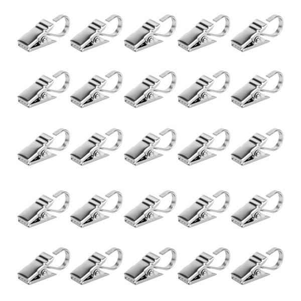 Nsiwem Stainless Steel Clamp Hooks, Pack of 50 Curtain Clips, Curtain Clips, Metal with Hooks, Curtain Clips for Curtains, Photos, Home Decoration, Shower Curtain, Hanging