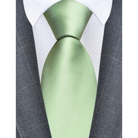 Branduce Sage Green Tie for Men Wedding Business Premium Silk 63'' Extra Long Necktie (TA10-34)