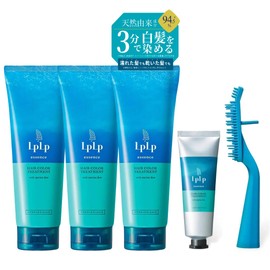 Lupupu (LPLP) Essence Color Treatment, Ebony Black, Set of 3, 6.0 oz (170 g) x 3 (Approx. 3 Months) Trial & Brush Included (3 Minutes for Gray Hair) 99324