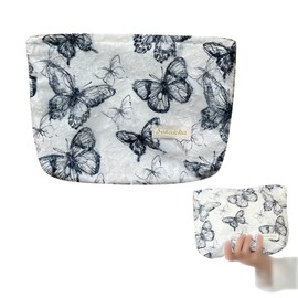 BSITSSS Reise Kosmetiktasche Klein, Make up Tasche Schmetterling, Makeup Bag mit Reißverschluss, Multifunktional Schminktasche Damen, Tragbare Kosmetik Tasche Geschenk für Mädchen