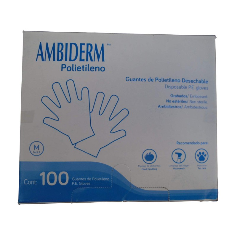 Guante de Polietileno Ambiderm Caja con 100 piezas