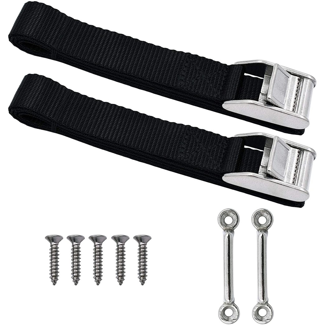 YYST Boat Cooler Tie-Down Strap Tie-Down Kit Tackle Box Tie-Down strap kit SS 316 Cam Buckle and Deck Loop for for RVS, Boats, Trailer and Truck Beds to Keep Your Cooler Secured - No Cooler