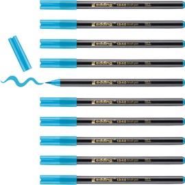 edding 1340 brush pen - azure blue - box of 10 - flexible brush tip - felt-tip pen for painting, writing and drawing - bullet journals, hand lettering, mandalas, calligraphy