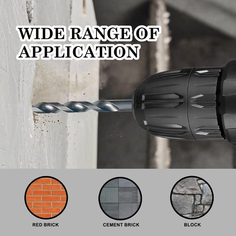 NORTOOLS Masonry Drill Bits 5 PCS Concrete Drill Bit Sets